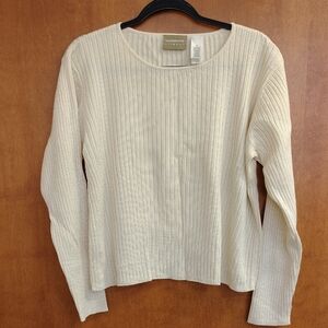 Liz Claiborne Cream Ribbed Sweater
